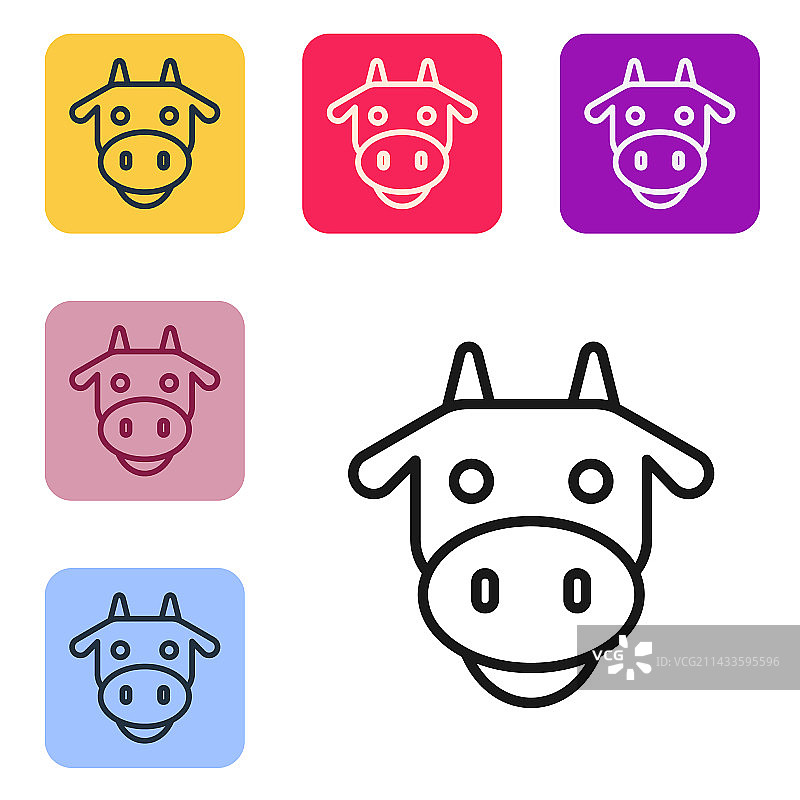 黑色线条奶牛头像图标图片素材
