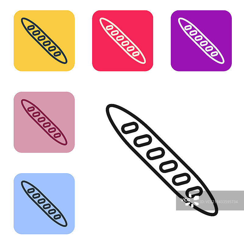 黑色线条法棍面包图标图片素材