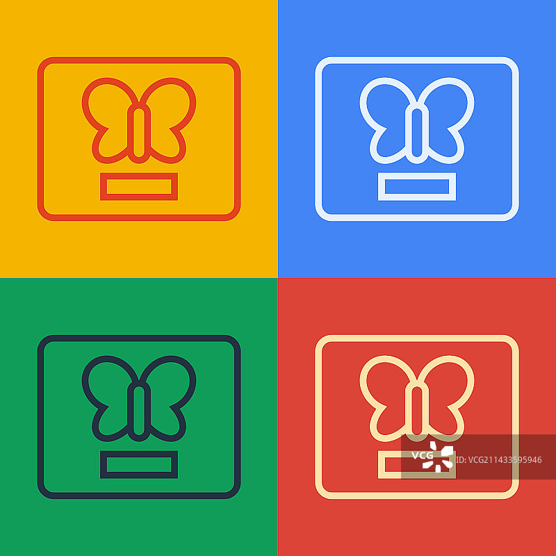 波普艺术蝴蝶相框图标图片素材