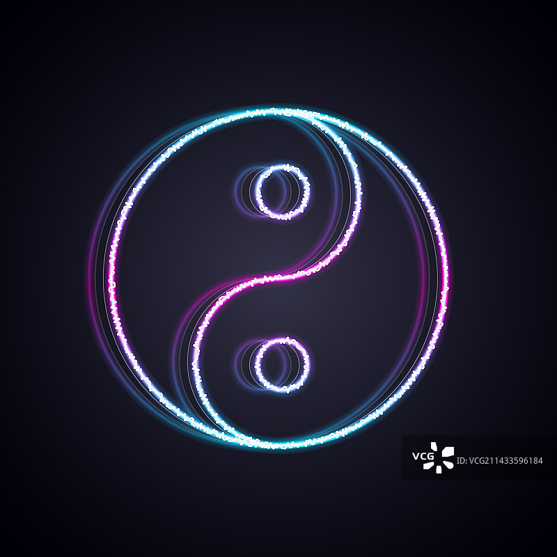 和谐与平衡的发光霓虹灯阴阳符号图片素材