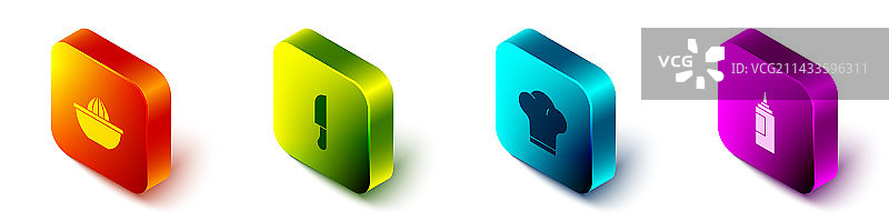 2.5D柑橘榨汁机刀具厨师帽场景图片素材