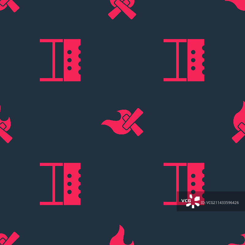 烧烤烤炉和篝火无缝图案套装图片素材