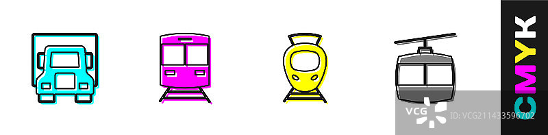 递送货运卡车火车和有轨电车图片素材