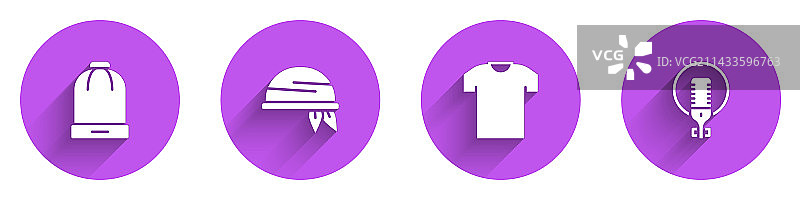 冬季帽子、头巾、T恤和麦克风合集图片素材