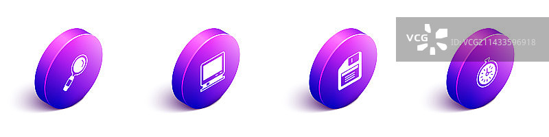 2.5D放大镜复古电视软盘套装图片素材