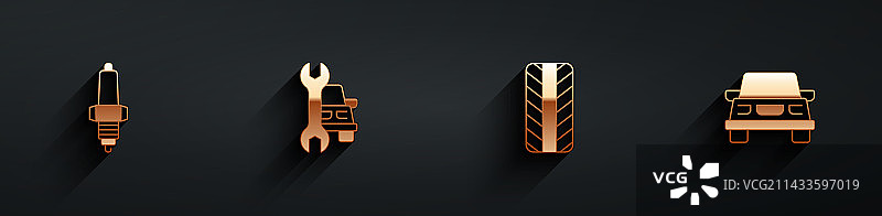 汽车火花塞轮胎车轮维修图标图片素材