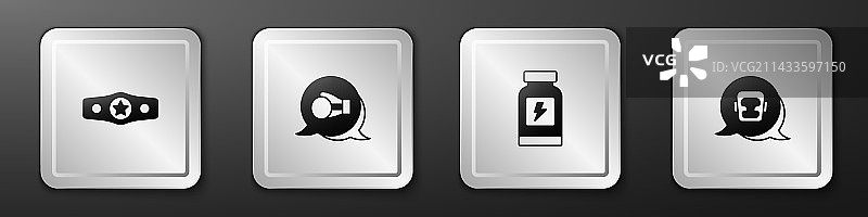 拳击腰带、手套、能量饮料和头盔套装图片素材