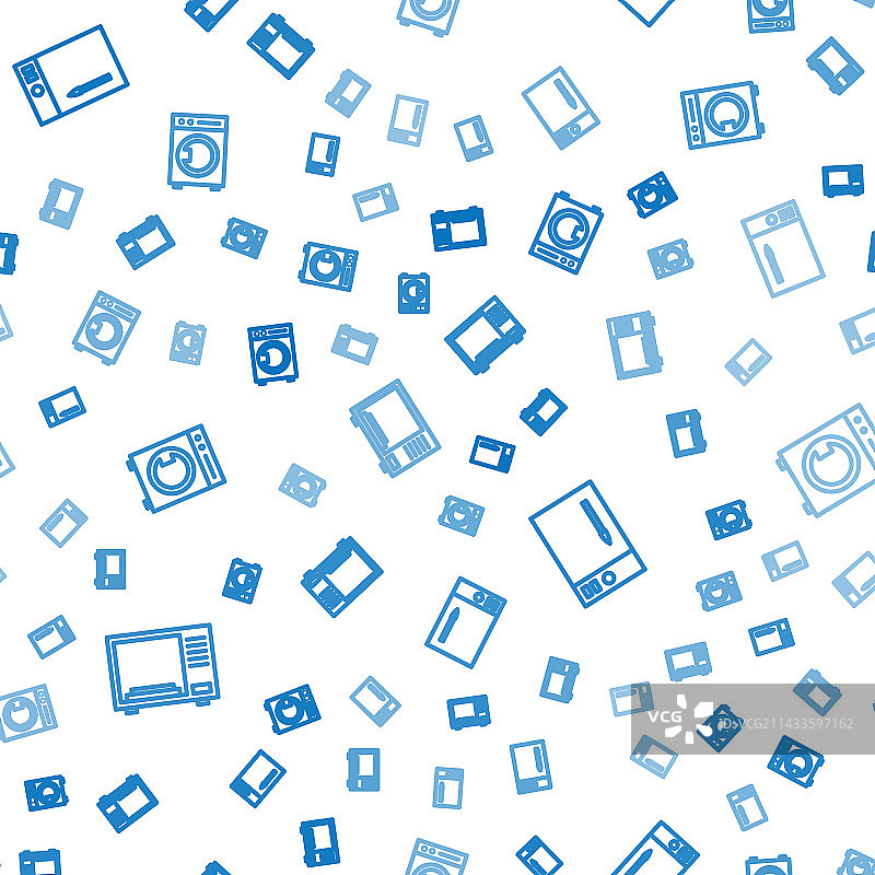 微波炉、绘图板和洗衣机线条组合图片素材