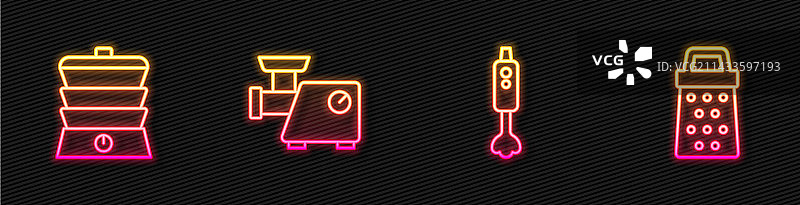 搅拌机、慢炖锅和厨房绞肉机图片素材