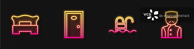 游泳池卧室酒店门等元素套装图片素材