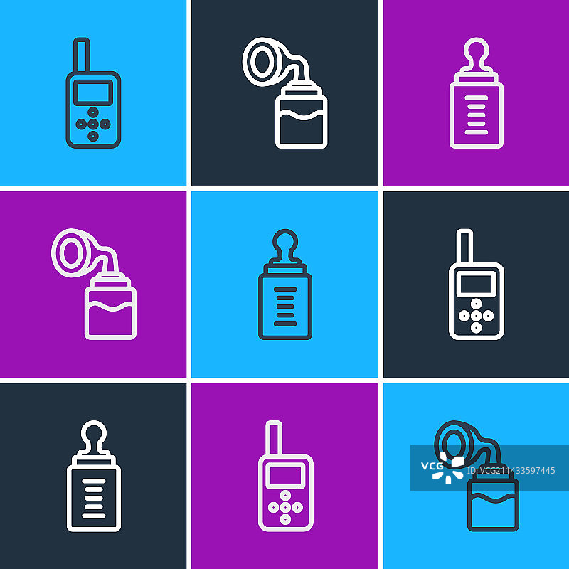 婴儿监视器对讲机奶瓶套装图片素材