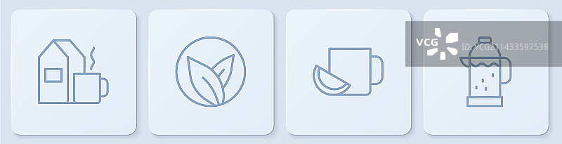 茶杯、牛奶、柠檬与茶叶图片素材