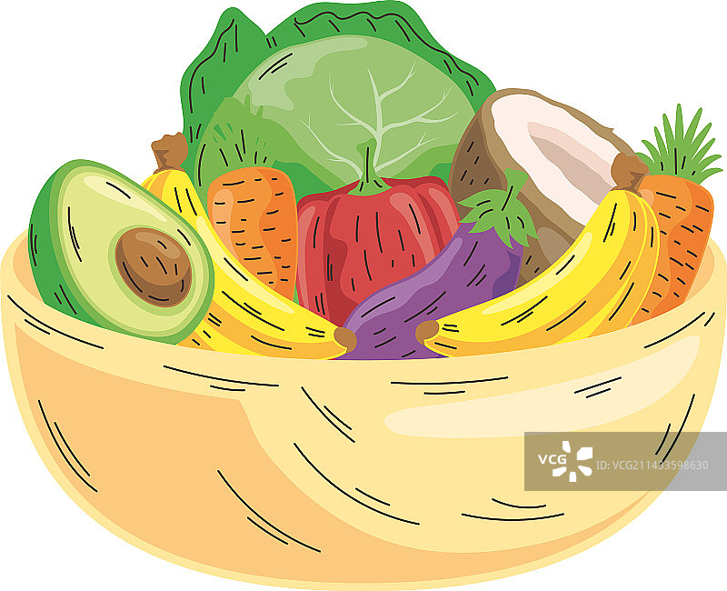 碗装水果和蔬菜图片素材