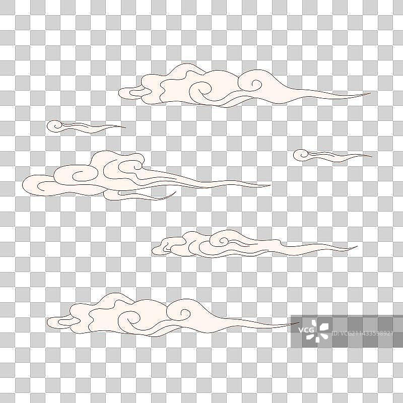 国潮国风祥云云纹图案元素背景组合插画图片素材