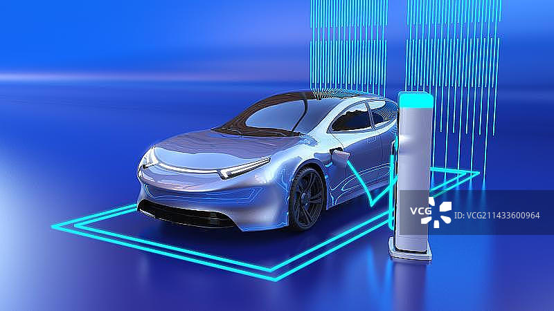 3D电动新能源车充电图片素材