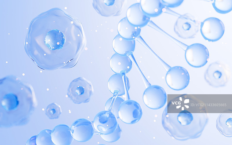 DNA微观生物细胞结构生物科技概念3D渲染图片素材