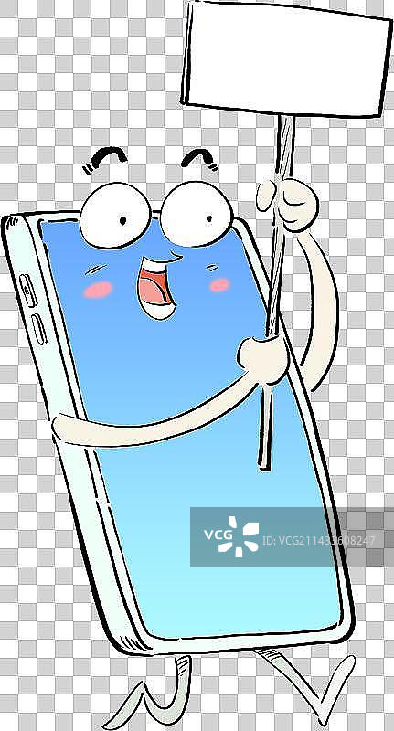 举着广告牌子的手机拟人元素图片素材