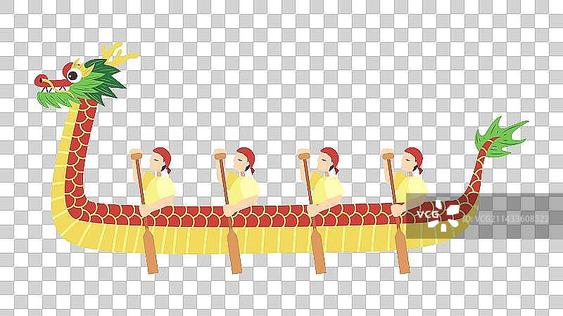 卡通扁平划龙舟图片素材