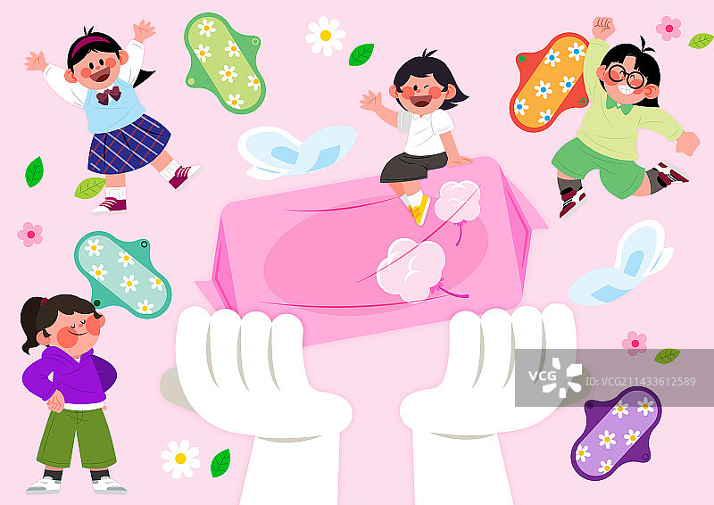 福利政策，为女孩提供卫生巾等卫生用品图片素材