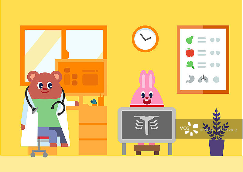 儿童医疗检查动物角色图片素材