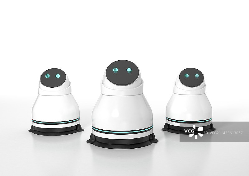 3D渲染的AI引导机器人图片素材