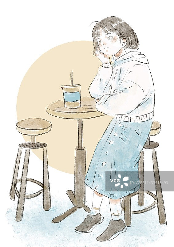 咖啡馆里发呆的午后图片素材