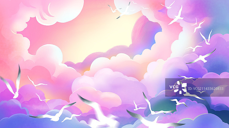 柔和粉色天空柔软云海图片素材