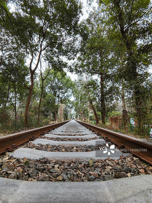 一条笔直的铁路图片素材