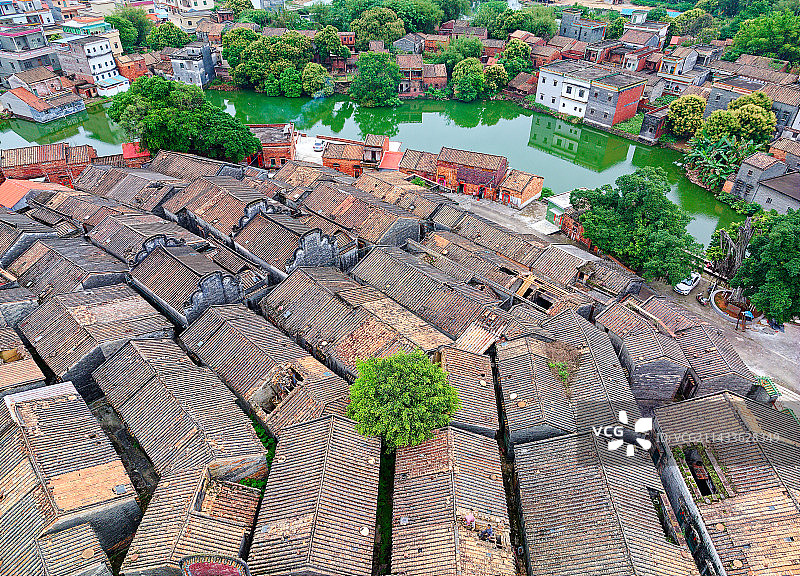 航拍广东肇庆高要黎槎村八卦村风光图片素材
