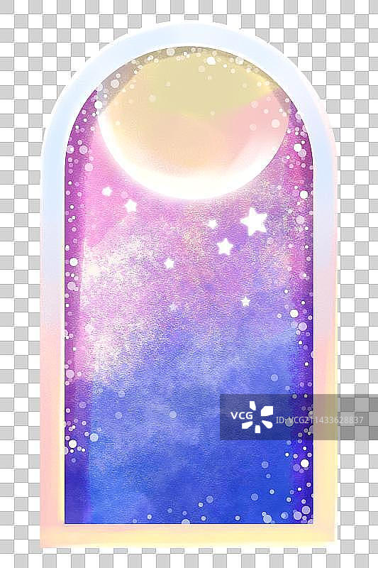 一扇拥有星空月亮的梦幻门图片素材