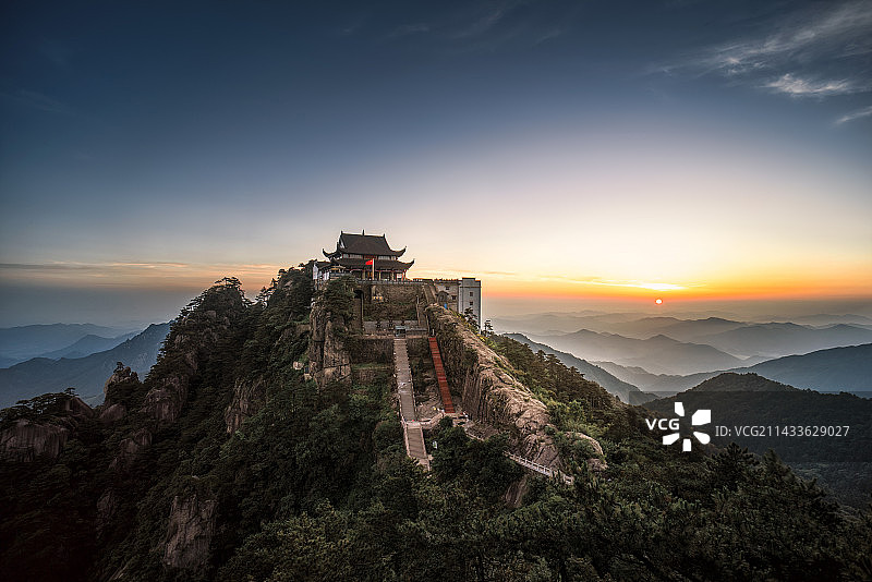 九华山天台日出图片素材