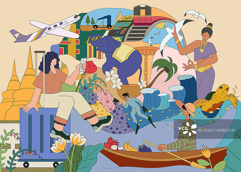 泰国旅游插画图片素材