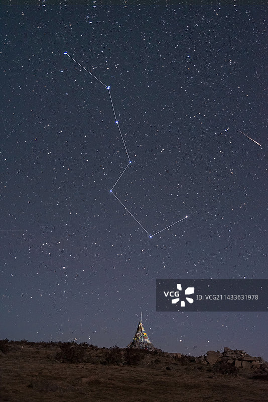 川西经幡上的北斗七星加流星图片素材