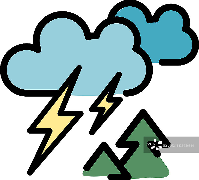 森林雷电扁平图标图片素材