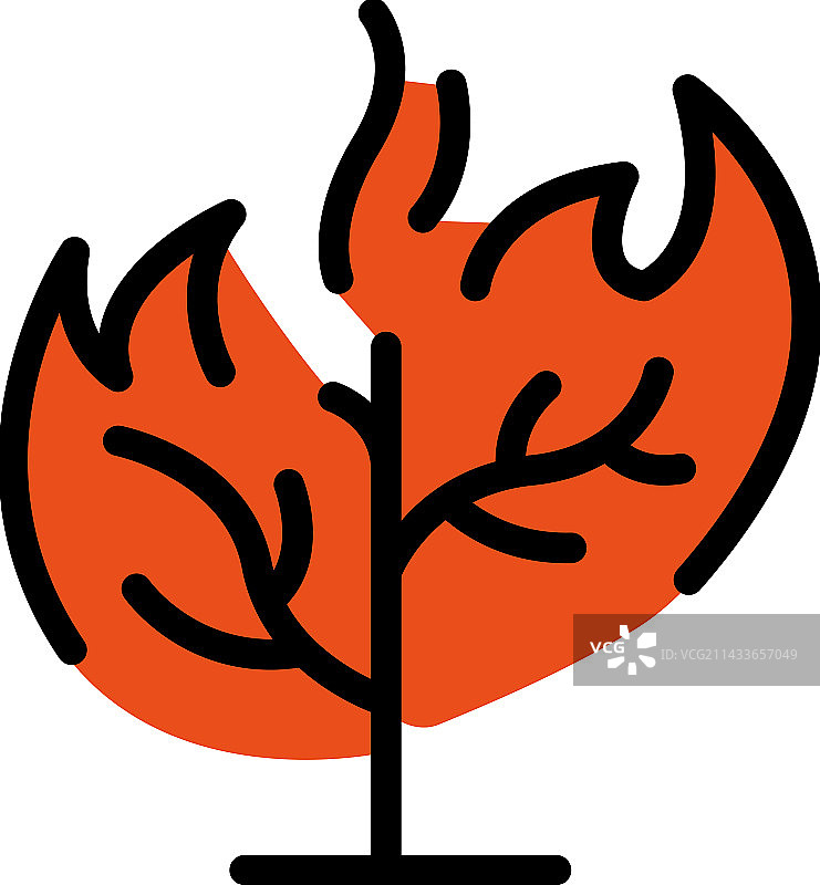 树木燃烧图标（扁平风格）图片素材