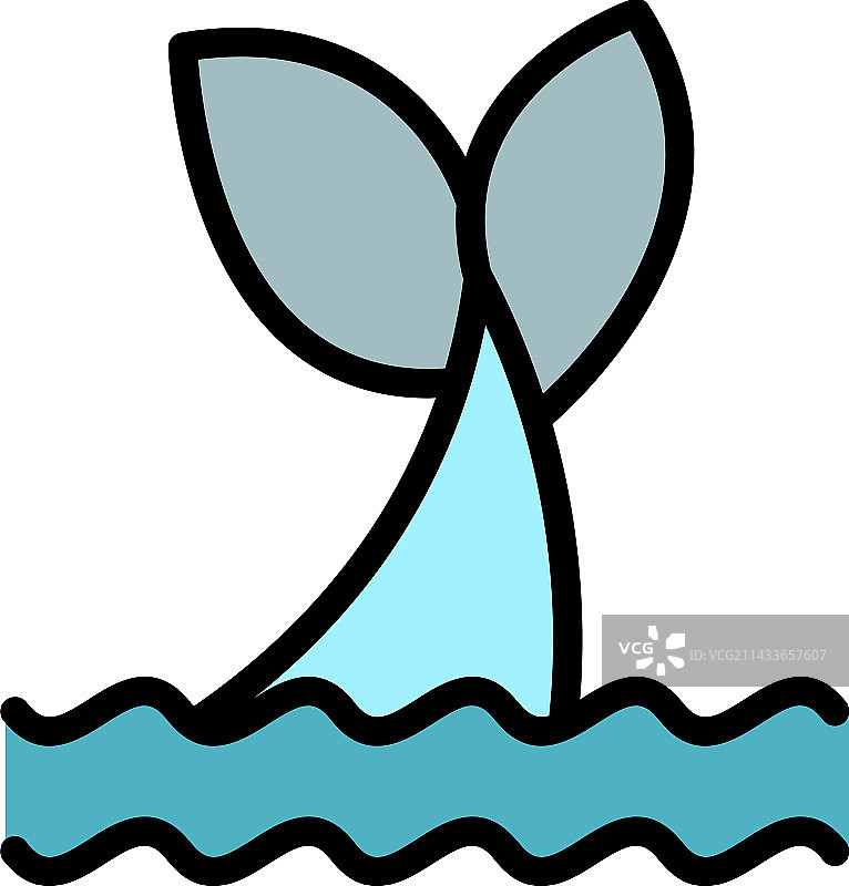 虎鲸尾巴扁平图标图片素材