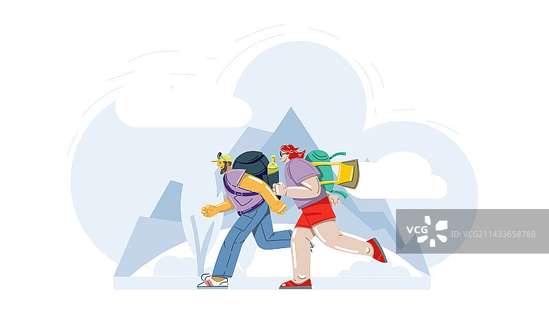 男女游客奔跑中图片素材