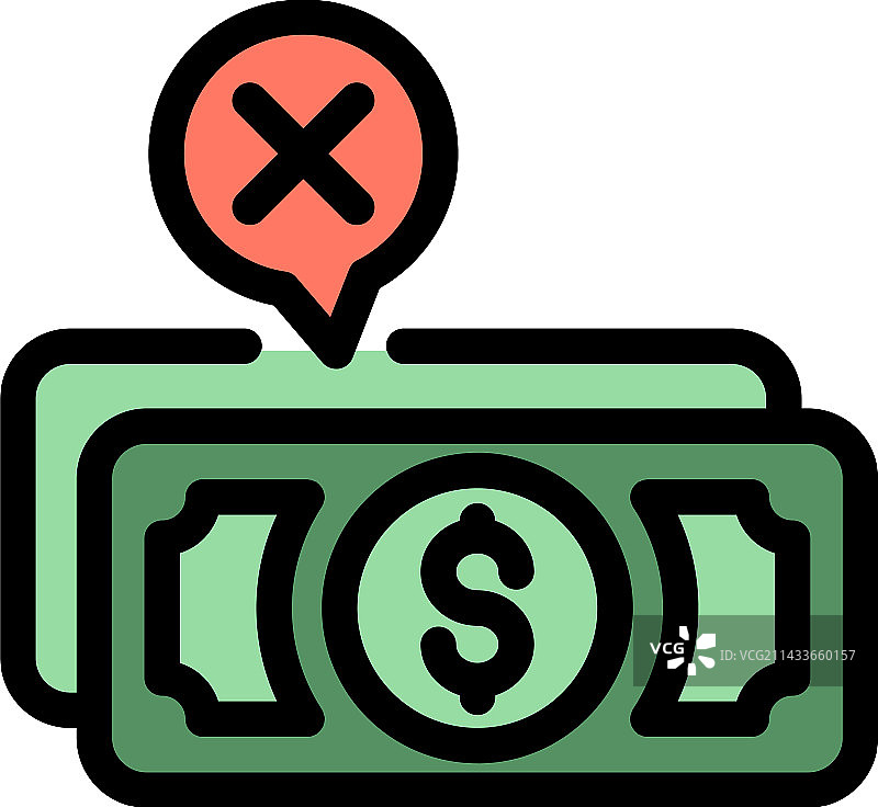 现金支付取消扁平图标图片素材