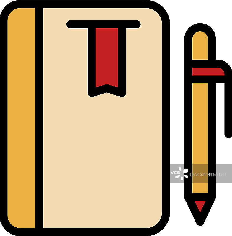 笔记本和笔扁平图标图片素材