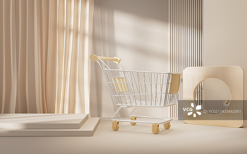 创意几何体室内空间3D渲染图片素材