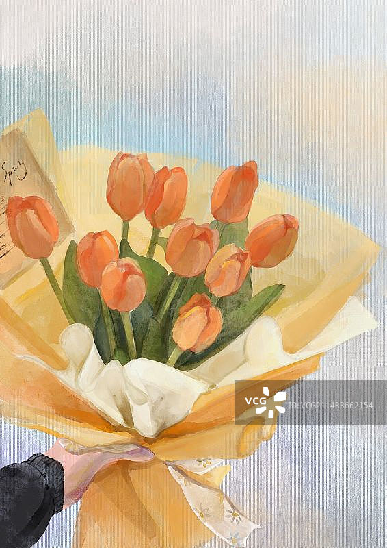 郁金香橘色花朵图片素材