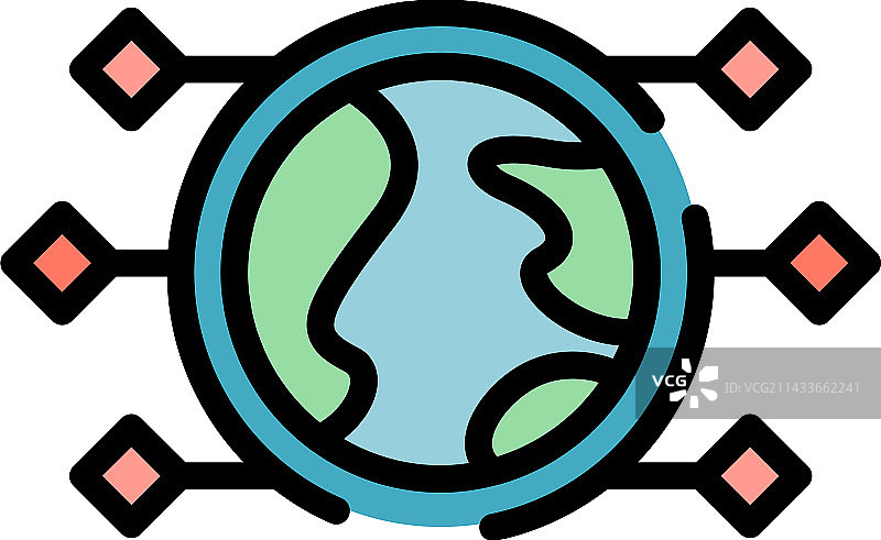 大数据世界图标（扁平风格）图片素材