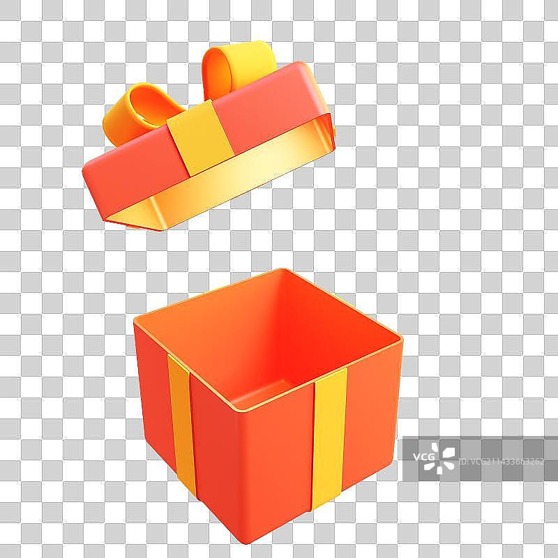 3D立体打开的红色礼盒图片素材