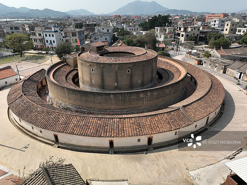 福建漳浦锦江楼土楼航拍图片素材