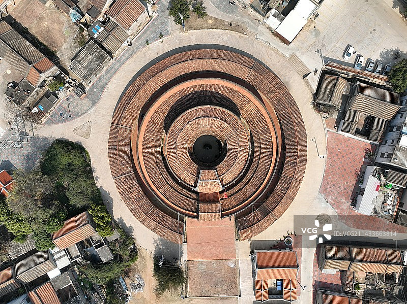 福建漳浦锦江楼土楼航拍图片素材