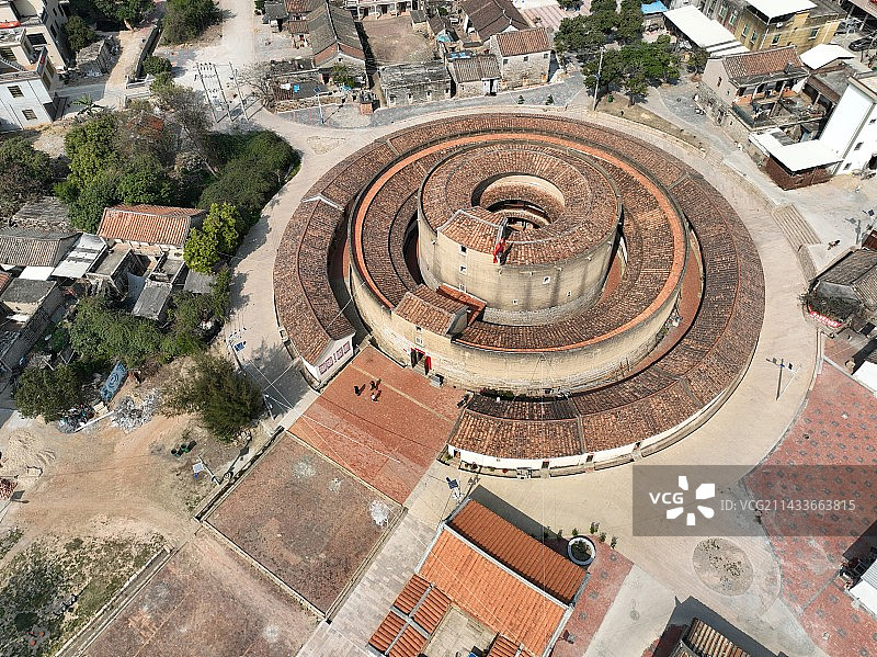 福建漳浦锦江楼土楼航拍图片素材