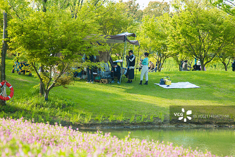 上海市花开海上生态园-户外露营图片素材