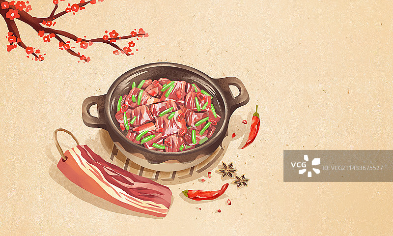二十四节气之小雪特色美食吃腊肉图片素材