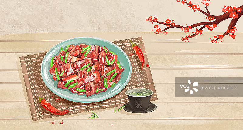 二十四节气之小雪特色美食吃腊肉图片素材