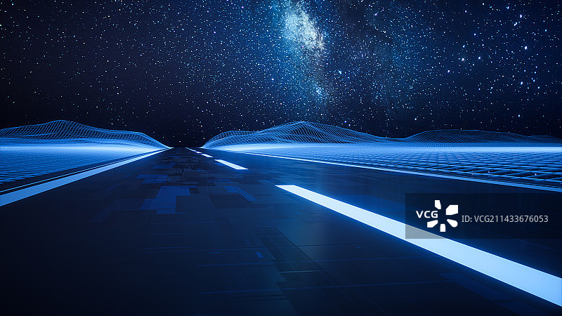 道路与数字空间3D渲染图片素材